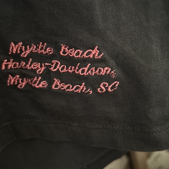 Harley Davidson black /purple short sleeve women’s peek a boo top  X-Large - Picture 5 of 5